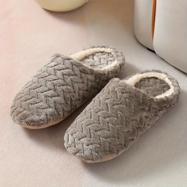 Cozy Women's Plush Indoor Slippers - Warm, Non-Slip, Closed Toe Home Shoes