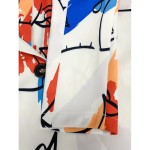 Graphic Print Double Breasted Lapel Neck Blazer, Casual Long Sleeve Blazer For Office & Work, Women's Clothing