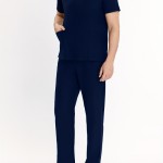 Men's 2-piece Workwear Set, Short Sleeve V Neck Shirt With Pocket Design & Pants Set, Men's Uniform