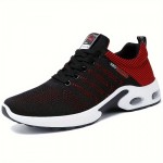 Breathable & Comfort-Fit Men's Sneakers: Stylish Woven Knit, Non-Slip, Mid-Top Lace-Up for Outdoor Enthusiasts